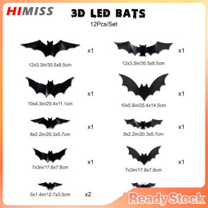 HIMISS 3d Halloween Led Bats Light Bat Stickers Waterproof Decorative Wall Sticker For Home Decor Indoor Party Decorations