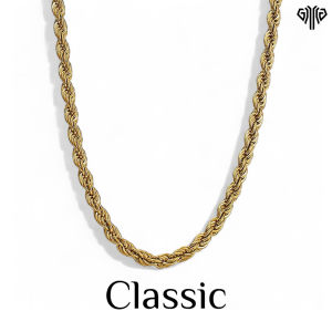 Kalung Titanium Steel Tambang Emas Gold Pria Classic Simple Titanium Asli KKTEG