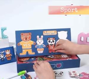 DIY Cartoon Bear Magnetic Dress Up Puzzle Whiteboard Early Learning Educational Matching | Mainan