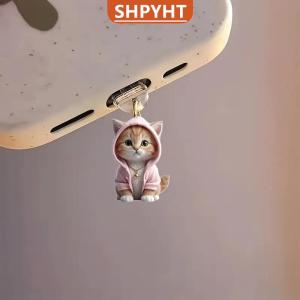 [COD] SHPYHT SPORTS Cute 2D Cat Phone Anti Dust Cap Charge Port Plug For IPhone Type C Dust Protection Stopper Accessorie