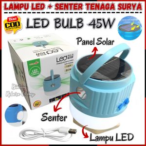 Lampu Senter Camping Lampu LED Emergency Multifungs 45 Watt - Lampu + Senter + Panel Solar - Baterai 3600mAh Tahan Hingga 8 Jam - Rechargeable Menggunakan USB Type C Dan Solar Charger - Sunpro S-3329