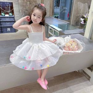 2-7YO Girl Kids Cute Layered Pom Pom Ball Tutu Party Princess Dress