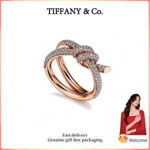(New) Womens Fashion Ring Rose Gold Diamond Knot Series Double row ring Valentines Day holiday gifts