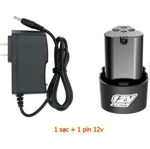 COMBO SẠC VÀ BlN 12V Cục sạc 12v dành cho máy khoan bin - sạc 12v có đèn led báo khi đầy củ sạcsạc bin máy khoan