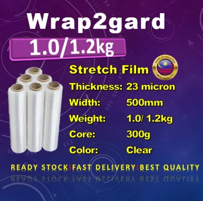 500mm Stretch Film Clear 1.0kg/ 1.2kg / 300g/ 23 micron / Hand Roll Shrink Wrap Plastic Wrapping Clear Transparent