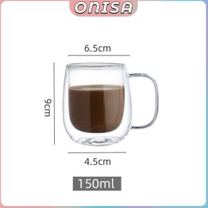 Double Wall Glass Cup Coffee Mug Heat-resistant Milk Tea Glass Cups with Handle 150-450ml