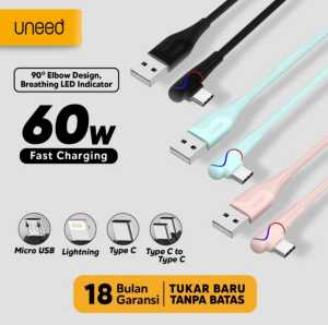 UNEED Kabel Gaming LED RGB Micro USB/ iPhone Lightning/ Type C 60W - UCB52