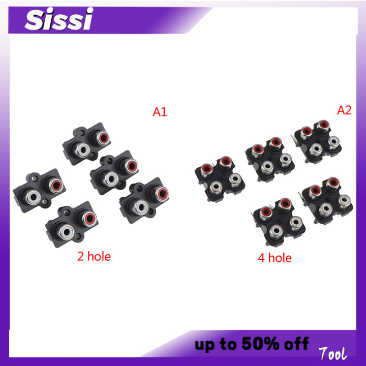 Sissi 5Pcs 2/4 hole RCA Female Stereo audio Jack AV Audio input socket ...