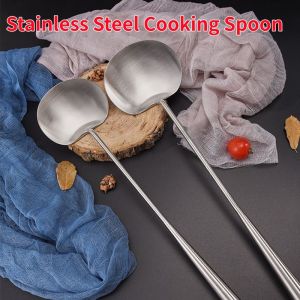 Stainless Steel Cooking Spoon Food Grade Frying Soup Spoons Chef Household Tableware Long Handle Kitchen Utensils