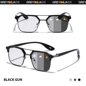 GREY JACK Kacamata Anti Radiasi Blueray Photocromic Pria dan Wanita Dewasa Metal+TR90 Ringan Bentuk Kotak Lensa Multifungsi 8329