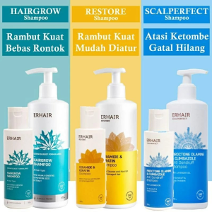 ERHAIR Hair Grow Shampoo anti Rontok / Ketombe 100mL l Tonic 60mL  Rambut Anti Rontok | Scalperfect Anti Ketombe ERHA