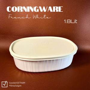 CorningWare - French White - Full Bộ Nồi Hầm/ Khuôn Nướng Thuỷ Tinh Hình Oval 1.8L