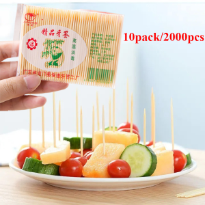 10pack/2000pcs Wholesale Natural Bamboo Toothpick Durable Double-ended Fine Toothpick for Family