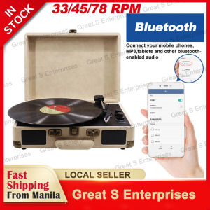 Vinyl Record Player 33/45/78 RPM Vintage Brown Wireless Bluetooth Portable Suitcase Turntable  Aux-in Line-out 100-240V Hot