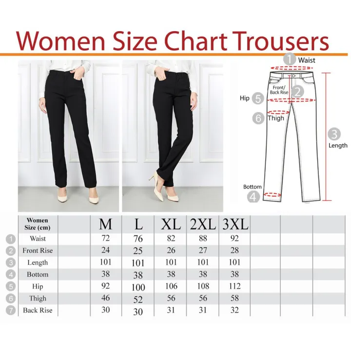 M-3XL Women Black Slack Pants / Ladies Trouser [M12339]