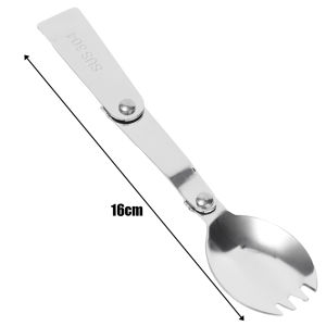 【Adventurer】304 Stainless Steel Foldable Cutlery Outdoor Three-Fold Welded Spoon Fork Picnic Camping Travel Portable Creative Tableware with Storage Box