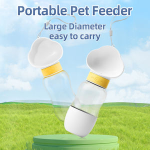 2 In 1 Pet Drinking Water Bottle Outdoor Portable Dog Water Bottle Dog Feeder Cat Dog Food Bowl Cat Feeder for Walking Hiking Outdoor Portable Pet Water Dispenser