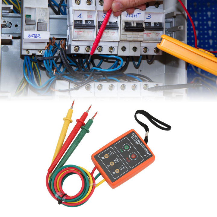 Rotational Test Wire SM852B 3 Phase Rotation Tester Digital Portable Wide Range Electricity ...