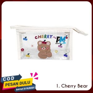Tas Kosmetik Pouch Mika Transparan Lucu Korea Kawai Tempat Make Up