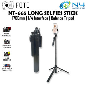 FOTO NT-665 1700MM Wireless Bluetooth Selfie Stick Tripod Stand Foldable Balanced Stable Shot Works on All Smartphones