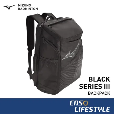 Mizuno Racket Bag - Black Series III Backpack (Badminton / Tennis / Padel / Pickleball / Squash)