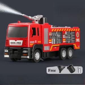 Perfect Mom and Baby Diecast Fire Truck Toy Water Spray Ladder Rescue Vehicle Pull Back Wheels Kids Gift