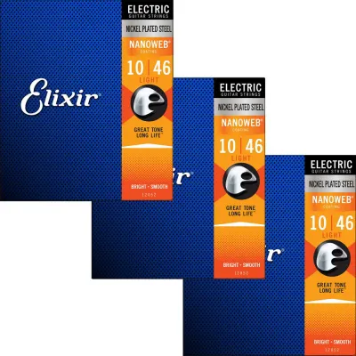 3 Sets Elixir Electric Guitar Strings Polyweb Nanoweb Coating ANTI-RUST Plain Steels19052 12000 12002 12052 12077 Free Shipping