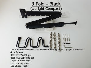 (Upright Compact) Balcony Wall Mounted Retractable Foldable Clothes Drying Rack Clothes Hanger Space Saving Rack