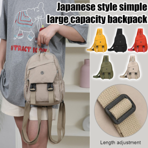 Japanese Style Simple Large Capacity Backpack Lightweight Pure Color Harajuku Style Double Shoulder Bag with Zipper