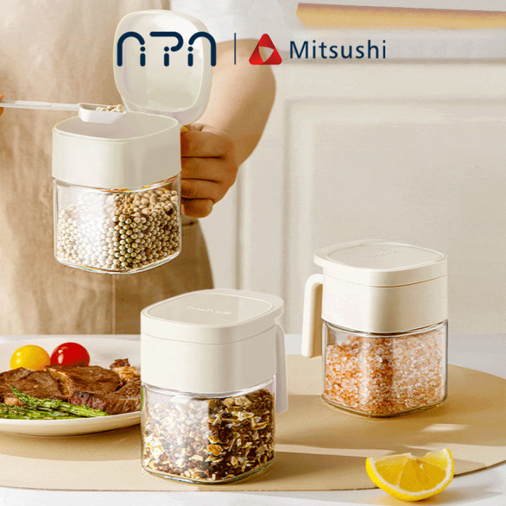 Nipiin Clear Seasoning Storage Box Container Condiment Jars Multi-Purpose  Spice Storage Box With Cover