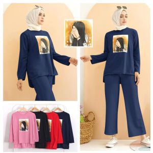 (ZAYIN COLLECTION) SETELAN HUMAIRA FIT TO XXL LD 114 CM GAMBAR MUSLIM PRINTING DTF. (REALPICT)