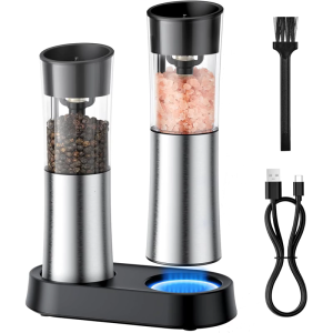 USB Rechargeable Salt Grinder Automatic Peppers Mill USB Rechargeable Mill Kitchen Tool for Baking Enthusiasts