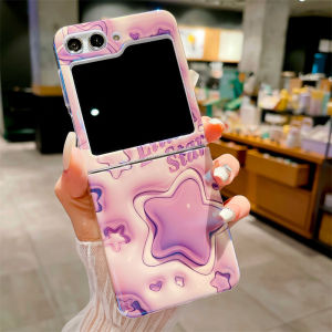 KISSCASE Ốp Lưng 3D Lập Thể Đèn Xanh Dương Kim Cương Vỏ Cho Samsung Galaxy Z Flip4 Zlip3 Samsung S23Ultra S23Plus S23 S23 + Nhựa PC Cứng Ốp Lưng Ngôi Sao Hoa Sơn Dễ Thương