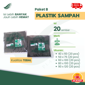 [PAKET B] Kantong Plastik Sampah Hitam Glossy / Trash Bag Kebersihan Semua Ukuran Jumbo