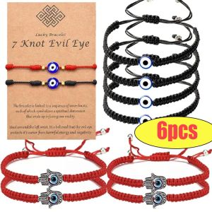 Blessed Evil Eye Bracelet Women Men Handmade Black Red Rope Wristband Couple Lucky Friendship Weaving Adjustable Bangle Jewelry