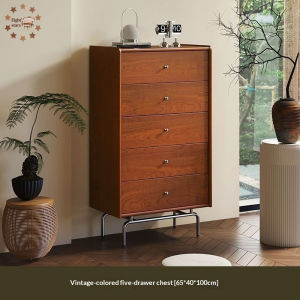Solid Wood Nine-Drawer Chest Living Room Wall-Mounted Sideboard Five-Drawer Storage Cabinet Large Capacity Storage Unit