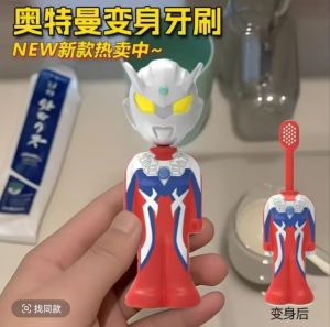 Ultraman Children Toothbrush Bouncing Stretchable Super Soft Bristle Small Kids Toothbrush Super Soft Bristles Elastic Training Oral Care Boys Girls Ages 3-12