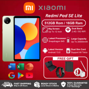 Redmi Pad SE Lite Tablet 16GB RAM + 1TB ROM 4G LTE Dual SIM Card Wifi Tablet Android with Stylus Pen