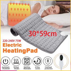 แผ่นทำความร้อนไฟฟ้า ผ้าห่มบำบัด เวลา 10 อุณหภูมิควบคุมอุณหภูมิ ประคบร้อนกระดูกสันหลังส่วนหลังให้ความอบอุ่น