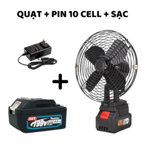 Quạt Pin Tích Điện MAKITA Để Bàn Pin Trâu Chân phổ thông 10 cell 20 cell 30cell Công Suất Lớn Làm Mát Cực Nhanh hai cấp độ gió Kết Cấu Kim Loại Chắc Chắn Hoạt Động Mạnh Mẽ