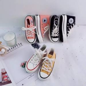 2025 Giày Vải Bố Cổ Cao Trẻ Em 2025 Giày Trắng Bé Trai Bé Gái Han Beifan Mẫu Mới