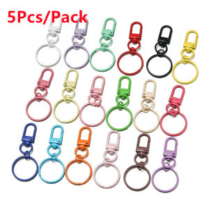 Manilago 5pcs Keychain Lobster Buckle With Snap Ring Flat Ring Painted Spray Painted Spring Keychain