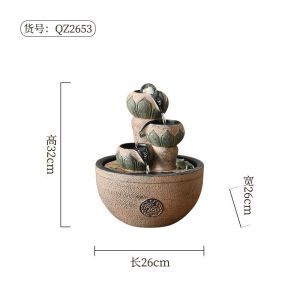 Home Decoration Items Water Fountain Water Fountain Indoor Feng Shui Fortune Rolling Water Ornament Simple Style for Wealth Attraction Home Decoration Items Water Fountain Desktop Home Decor