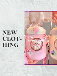 Kids Water Bottles with Straw 316 Stainless Steel Thermal Jug for Girls Cute Childrens 700ml Large Capacity Kettle Kawaii Cartoon Student School Travel Drinking Bottle