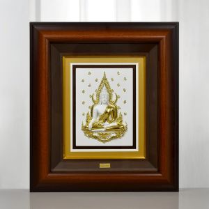 กรอบรูปพระพุทธชินราช สีขาวปิดทอง เสริมสร้างความสงบสุข ความเจริญรุ่งเรือง ปกป้องคุ้มครอง ของขวัญมงคล