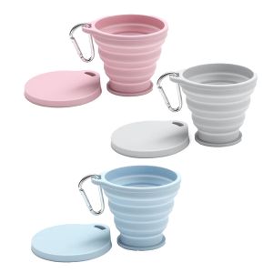 180Ml Foldable Silicone Travel Cup Collapsible Outdoor Mug With Hook Carabiner