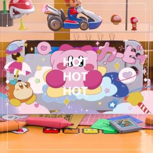 Kirby Themed Switch OLED Hard Case - Built-in Stand Includes NS Dock Dust Cover