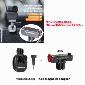 Sunnylife Motorcycle Windshield Clip for Phones/DJI OSMO Nano/360/Action 6/5 Pro 4 3Insta360 Go Ultra/X5/X4/X3/Go 3S/ACE PRO 2//GoPro/Pocket 3 Sports Camera Aluminum Alloy Mount