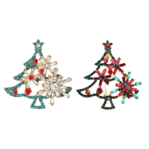 Elegant Holiday Tree Rhinestones Pin Alloy Crafted Rhinestones Christmas Pin For Celebrations And Daily Wear