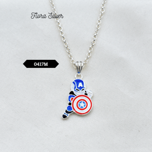 FLORA 0415M - [Có bán lẻ] Dây chuyền bạc ta hình Captain America người dơi Batman người khổng lồ xanh Hulk dành cho bé